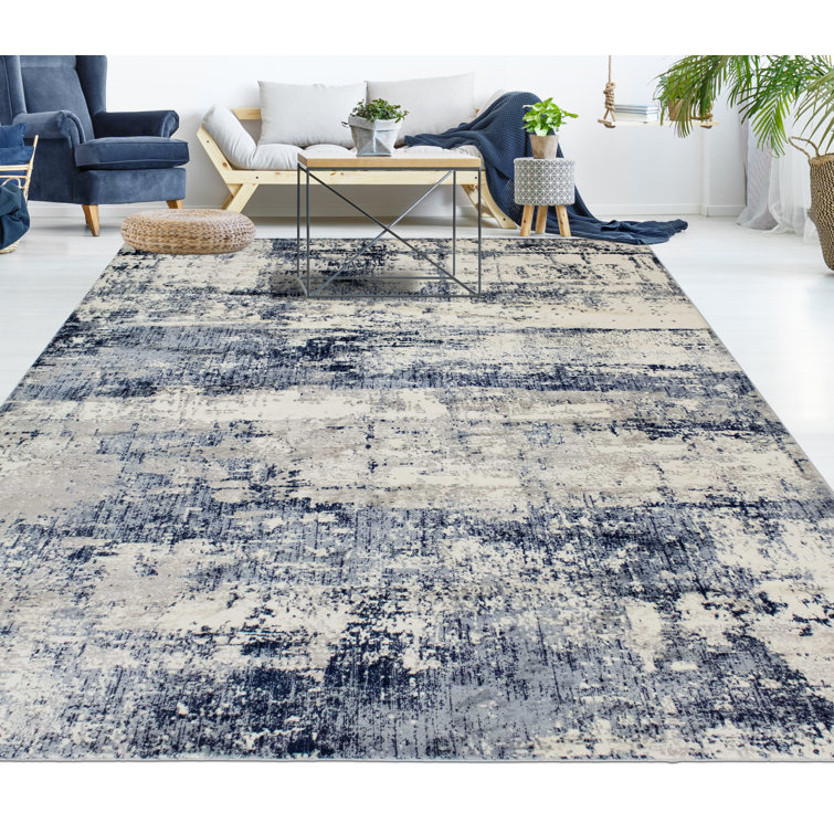 17 Stories Kelson Abstract Ivory/Blue Area Rug & Reviews Wayfair